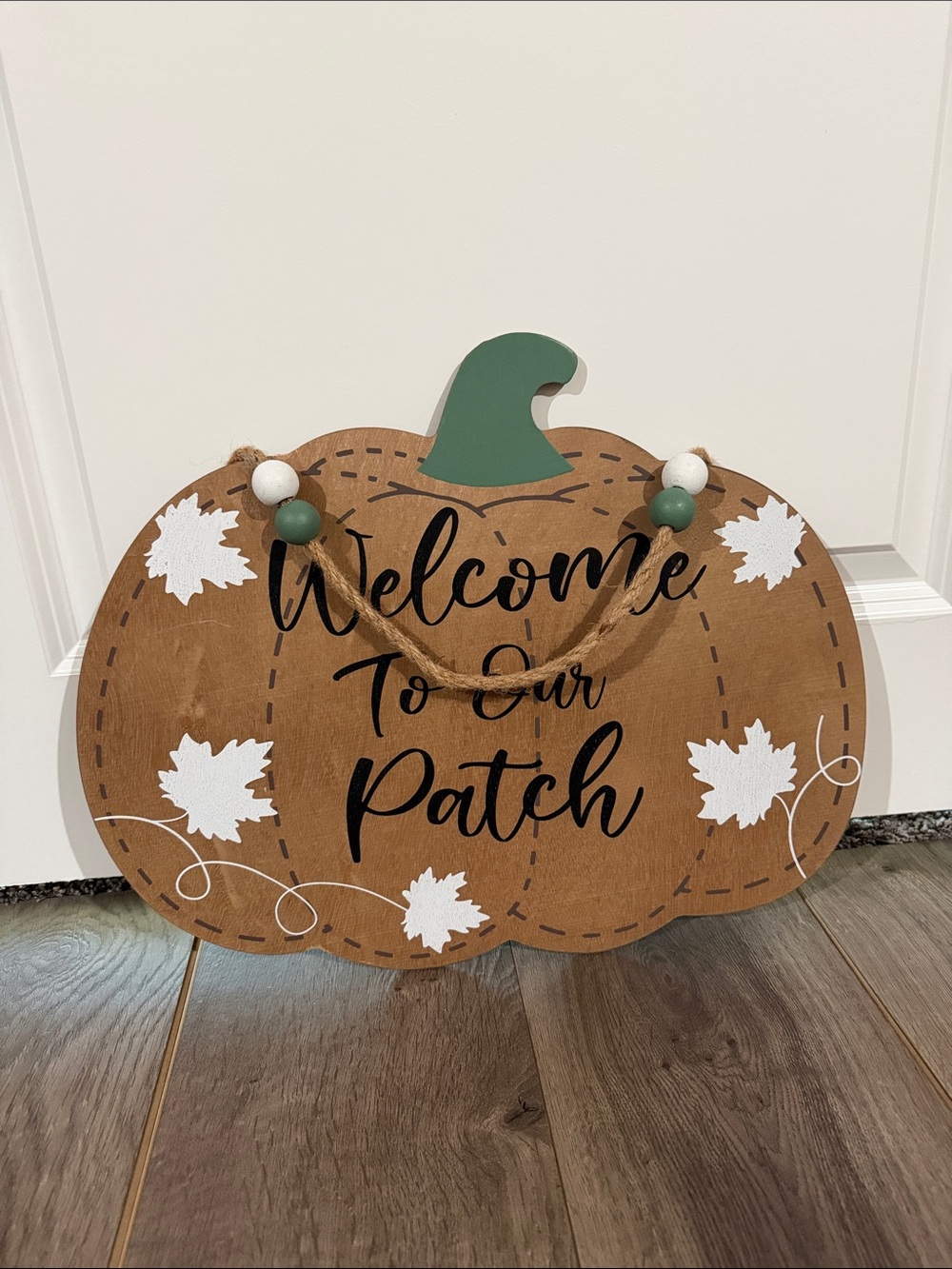 NWT Welcome To Our Patch Pumpkin Door Hanger Fall Wall Decor